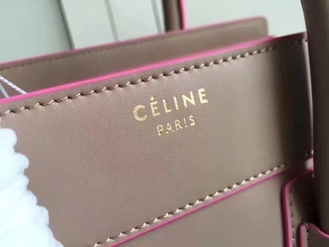 Celine Medium Micro Luggage Bag Baby Drummed Calfskin Khaki Pink