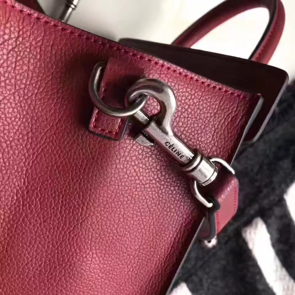 Celine Micro Luggage Bag Baby Drummed Calfskin Red