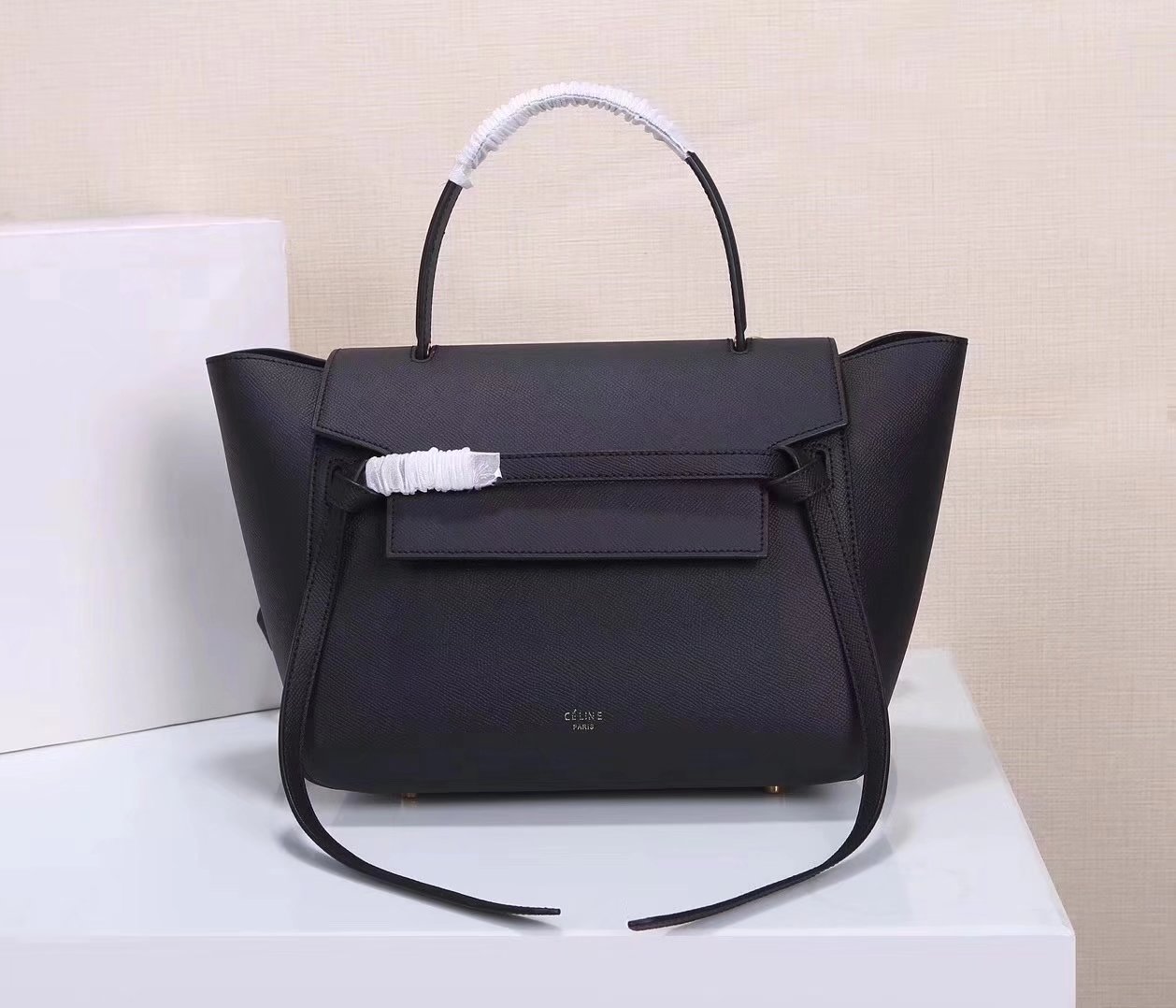 Celine Women Mini Belt Bag in Grained Calfskin Leather Black