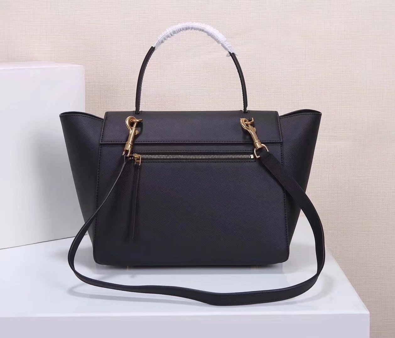 Celine Women Mini Belt Bag in Grained Calfskin Leather Black