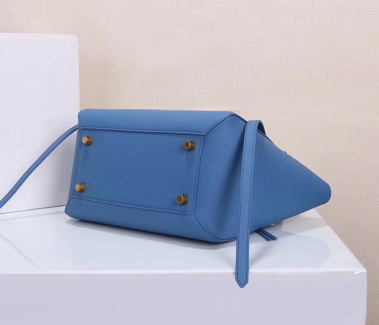 Celine Women Mini Belt Bag in Grained Calfskin Leather Blue