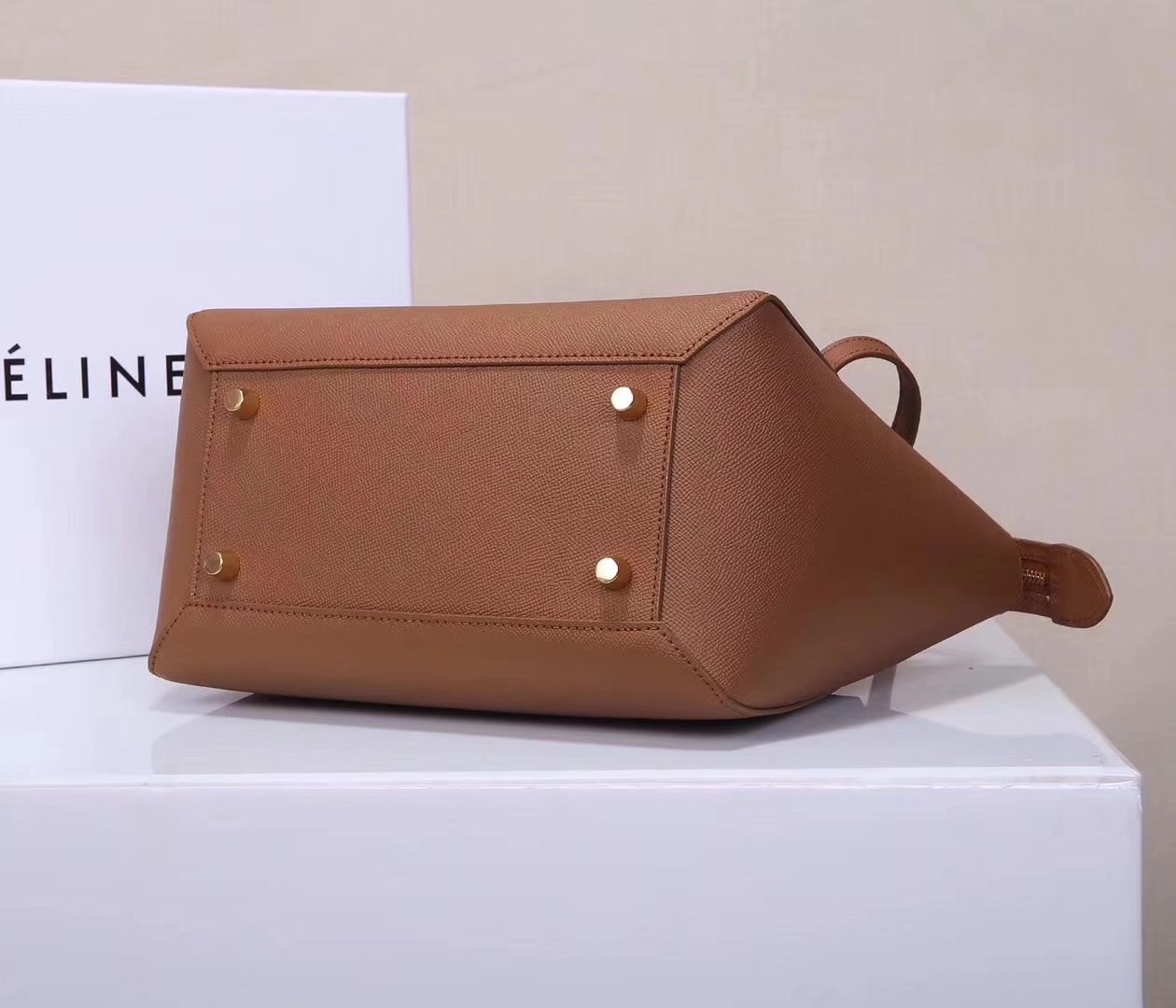 Celine Women Mini Belt Bag in Grained Calfskin Leather Coffee