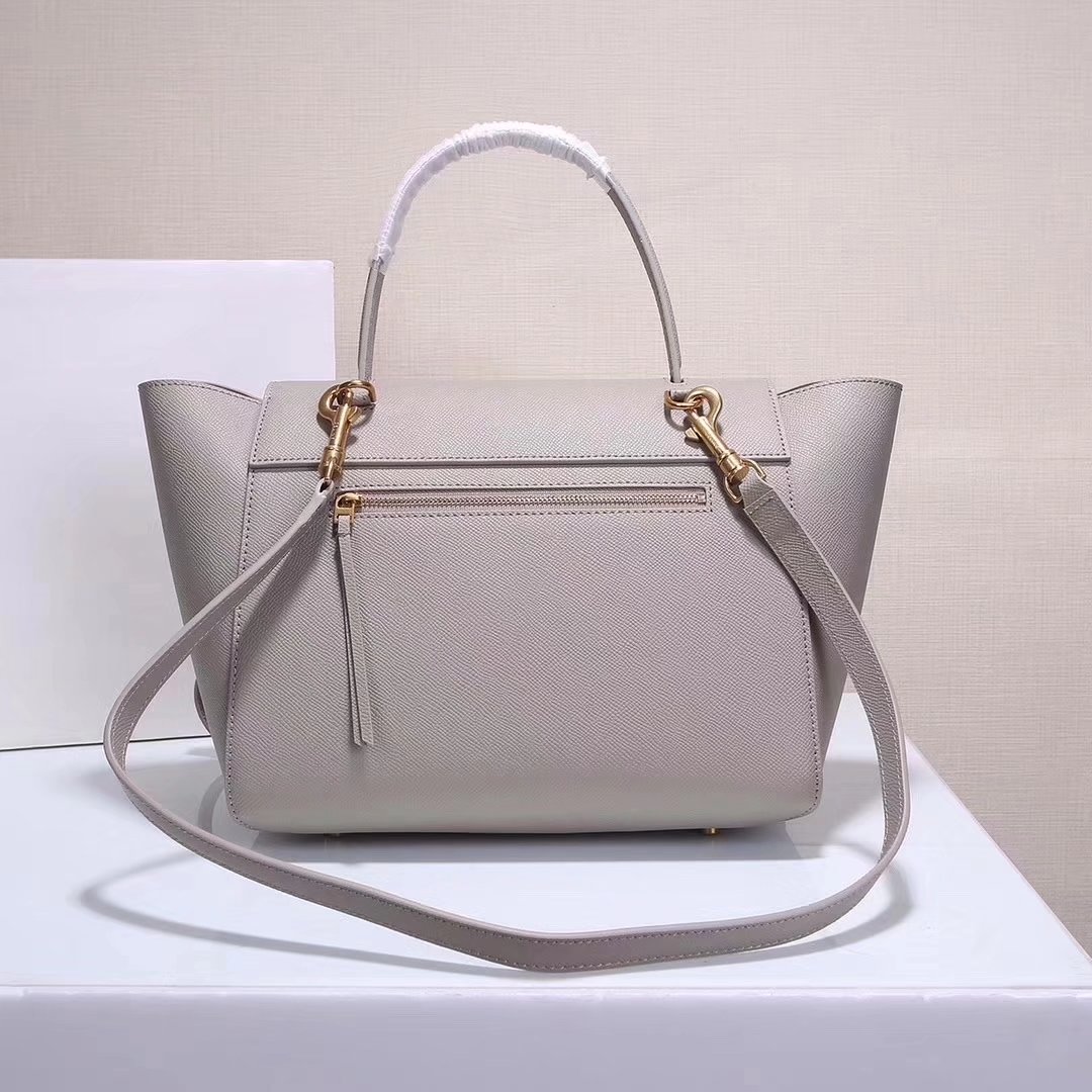 Celine Women Mini Belt Bag in Grained Calfskin Leather Grey