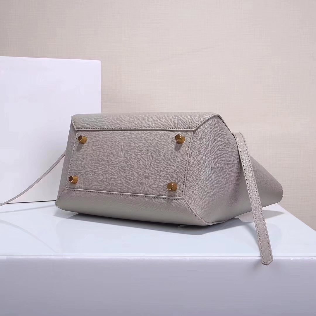 Celine Women Mini Belt Bag in Grained Calfskin Leather Grey