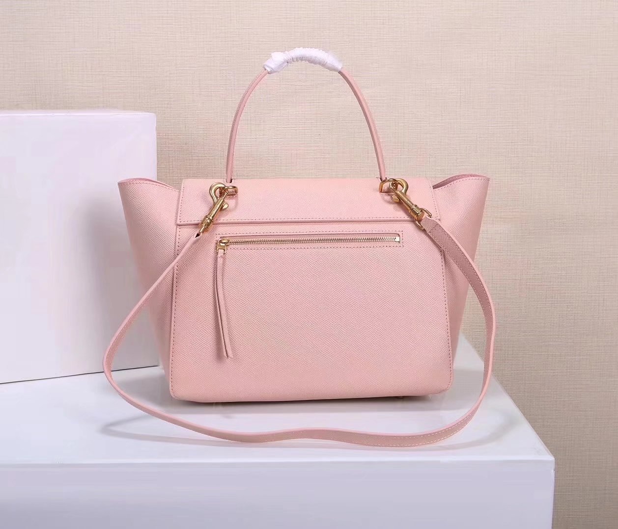 Celine Women Mini Belt Bag in Grained Calfskin Leather Pink