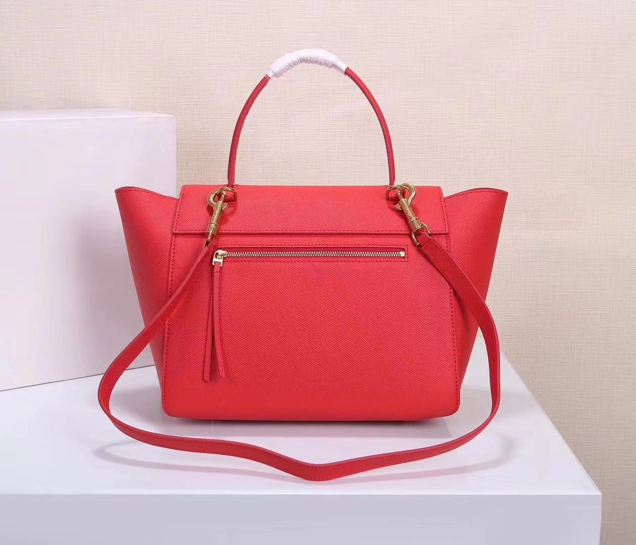 Celine Women Mini Belt Bag in Grained Calfskin Leather Red