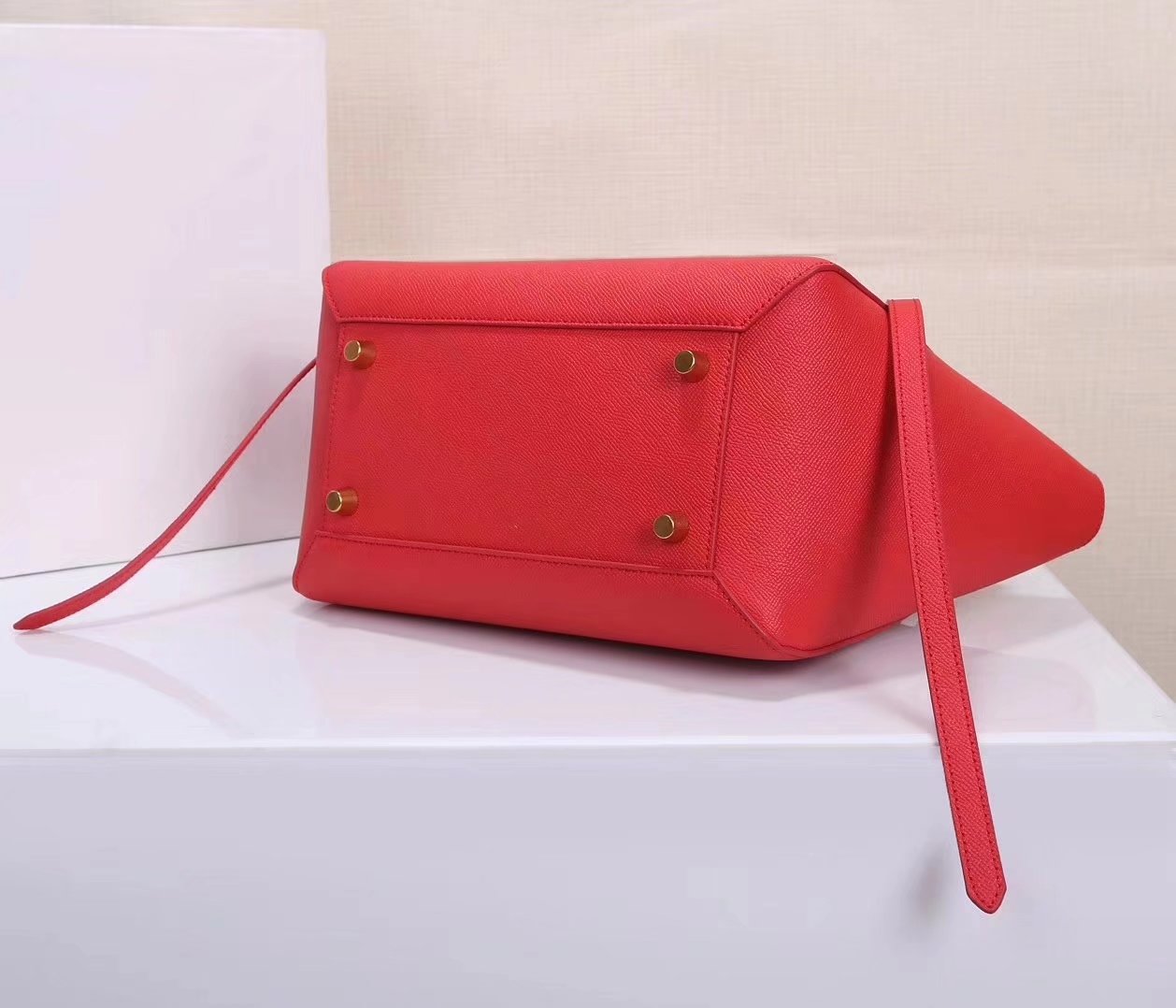 Celine Women Mini Belt Bag in Grained Calfskin Leather Red