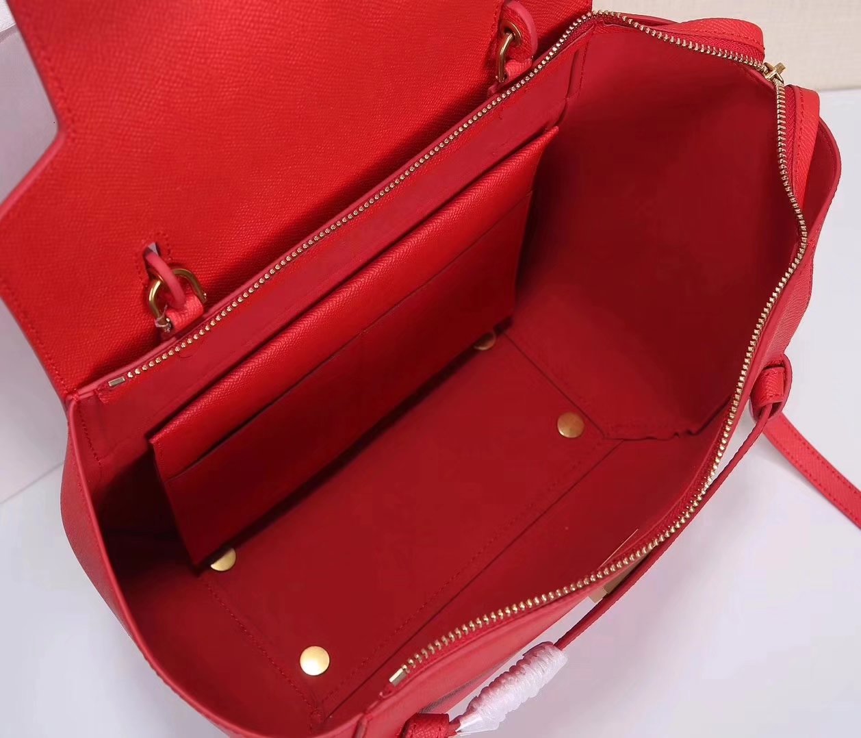 Celine Women Mini Belt Bag in Grained Calfskin Leather Red