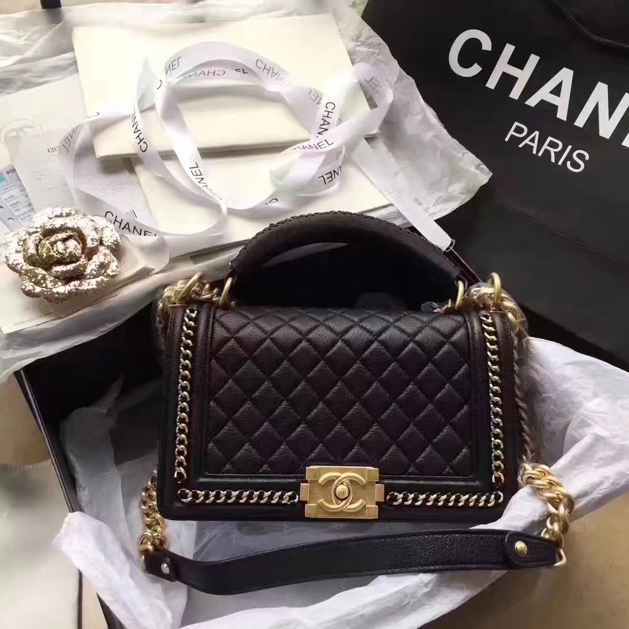 Chanel Boy Chanel Black Handbag With Handle