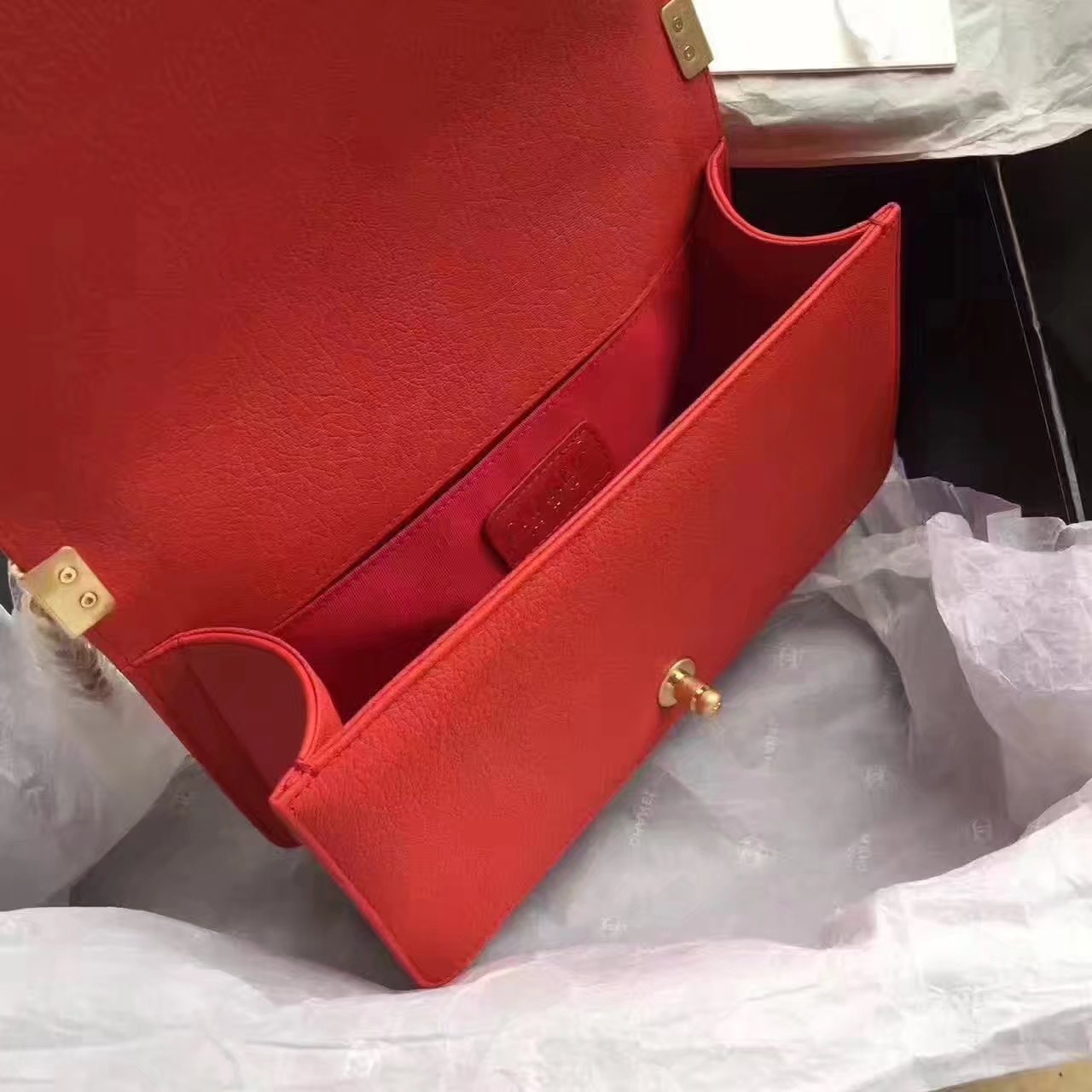 Chanel Boy Chanel Red Handbag With Handle