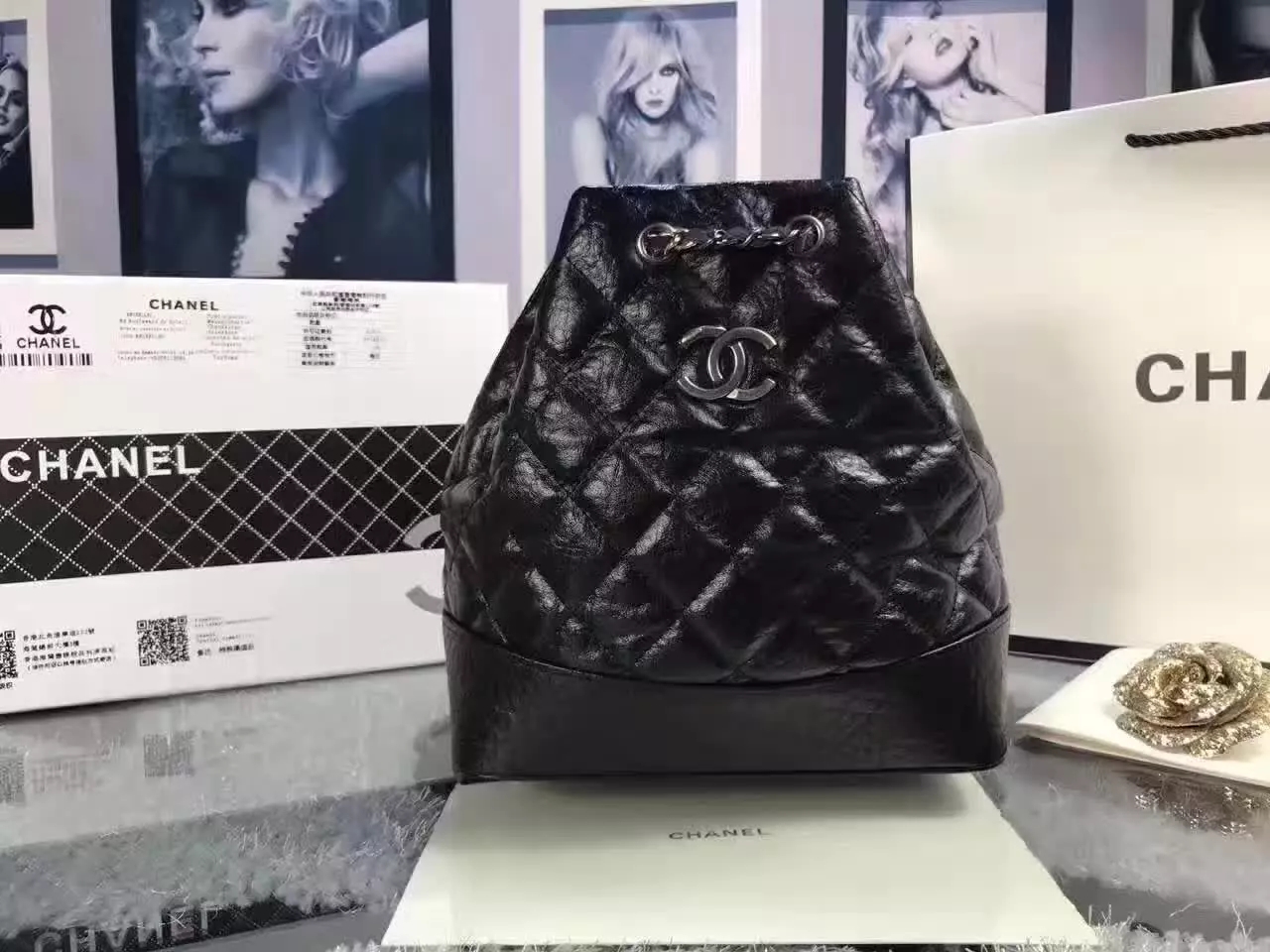 Chanel Gabrielle Leather Backpack Black