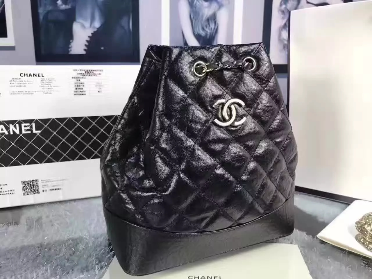 Chanel Gabrielle Leather Backpack Black