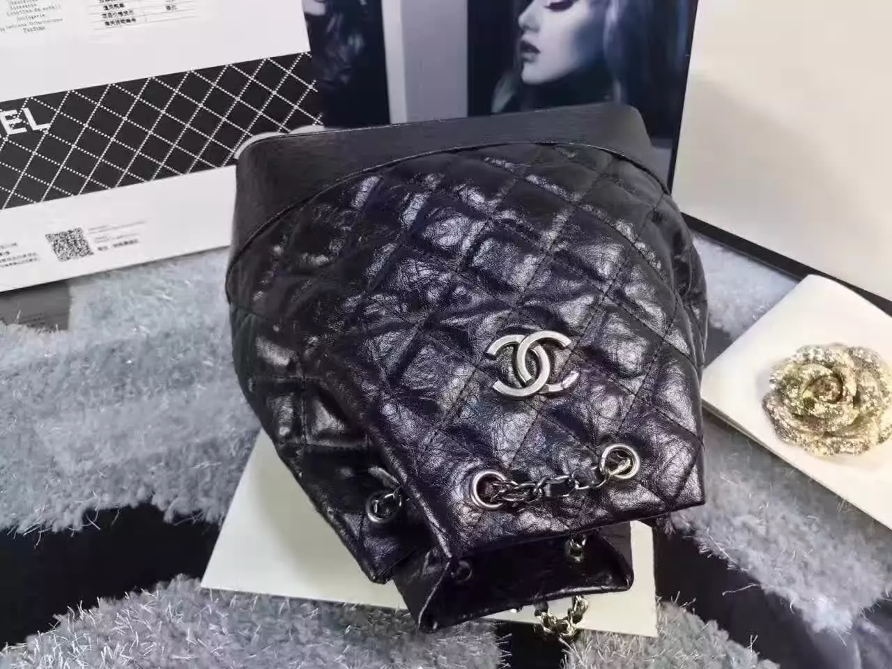 Chanel Gabrielle Leather Backpack Black