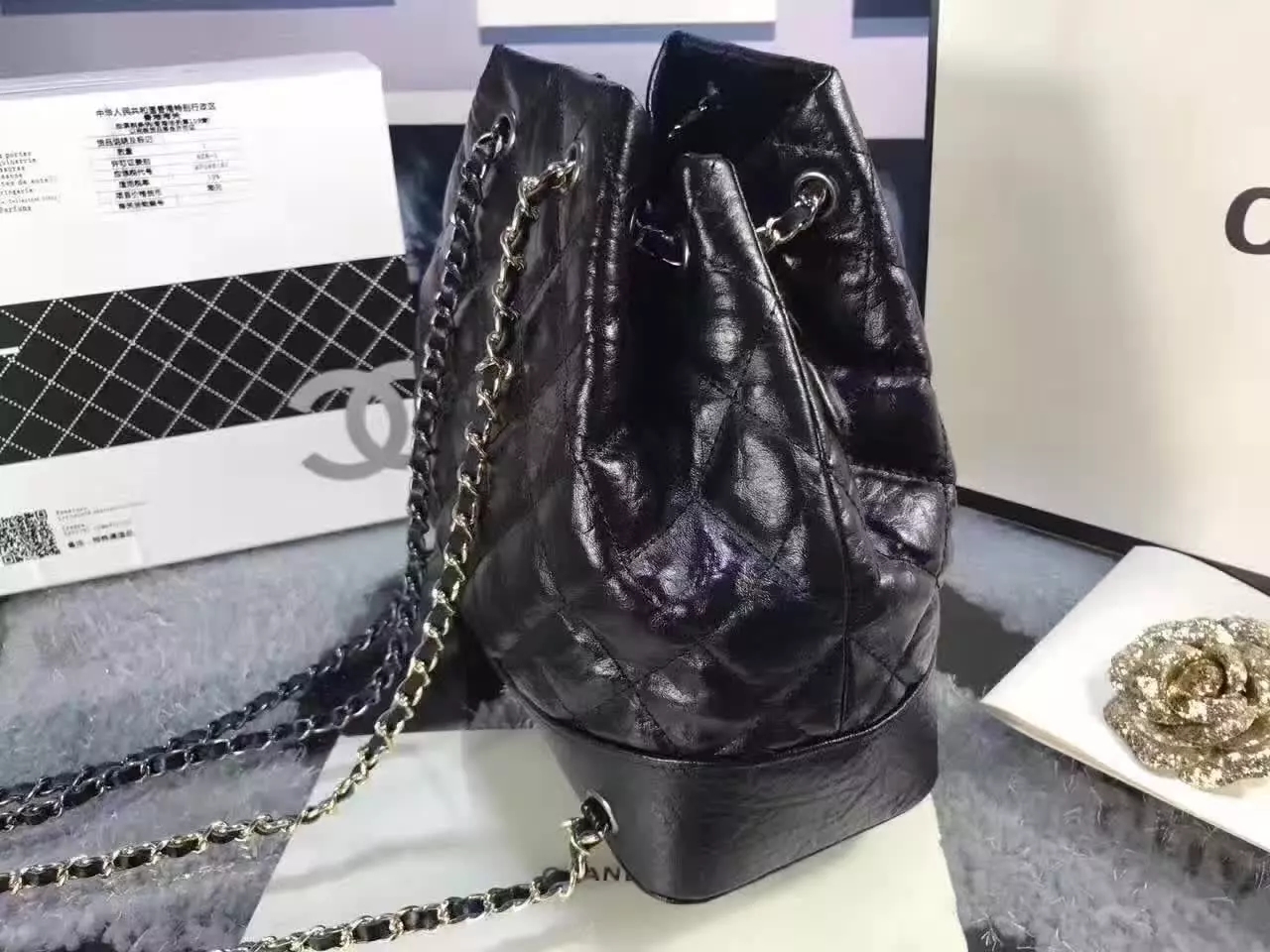 Chanel Gabrielle Leather Backpack Black