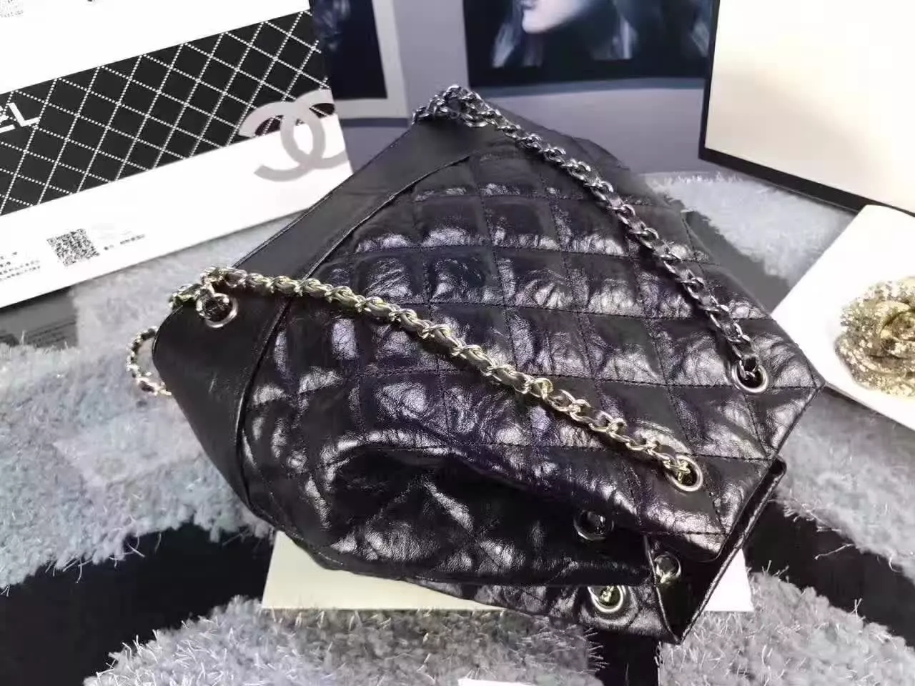 Chanel Gabrielle Leather Backpack Black