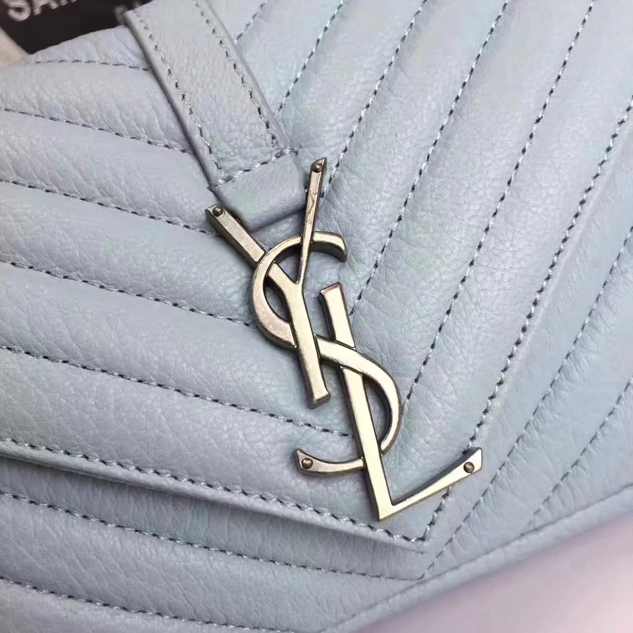 Classic Saint Laurent Top Handle Bag With Metal Chain And Leather Removable Shoulder Strap Blue