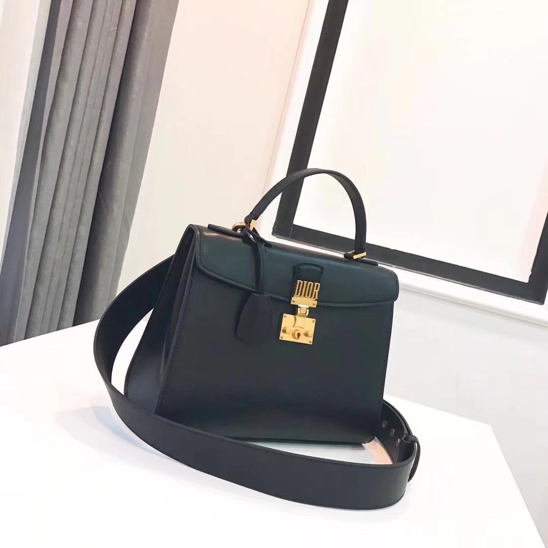 Dior Dioraddict Handbag in Black Grained Calfskin