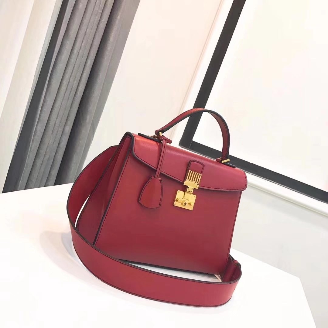 Dior Dioraddict Handbag in Red Grained Calfskin