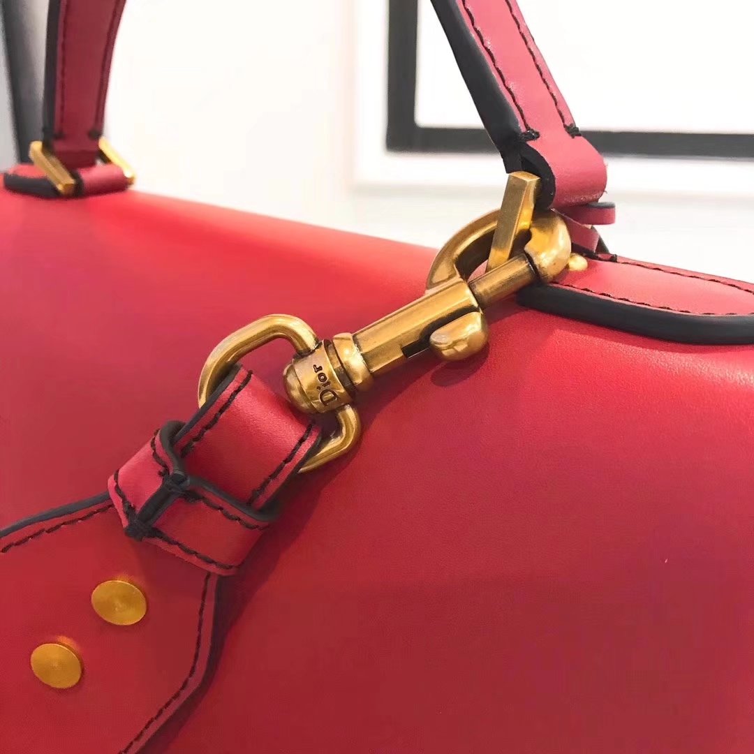 Dior Dioraddict Handbag in Red Grained Calfskin