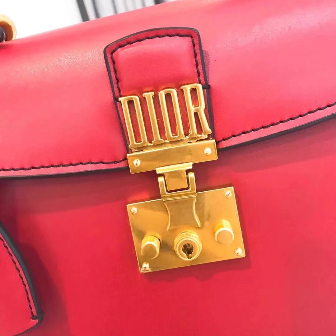 Dior Dioraddict Handbag in Red Grained Calfskin