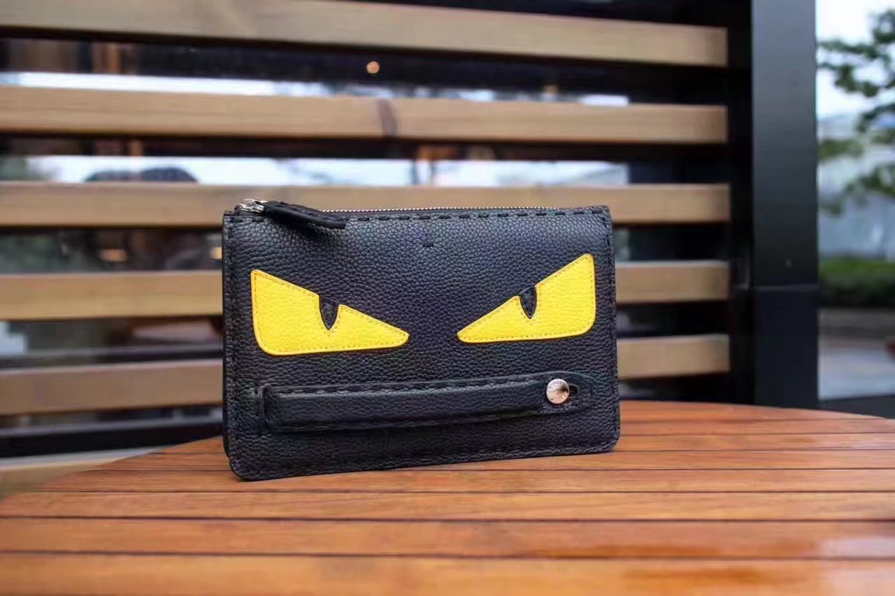 Fendi Bag Bugs Clutch Bag in Black Roman Leather