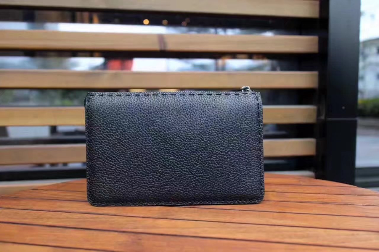 Fendi Clutch Bag in Black Roman Leather