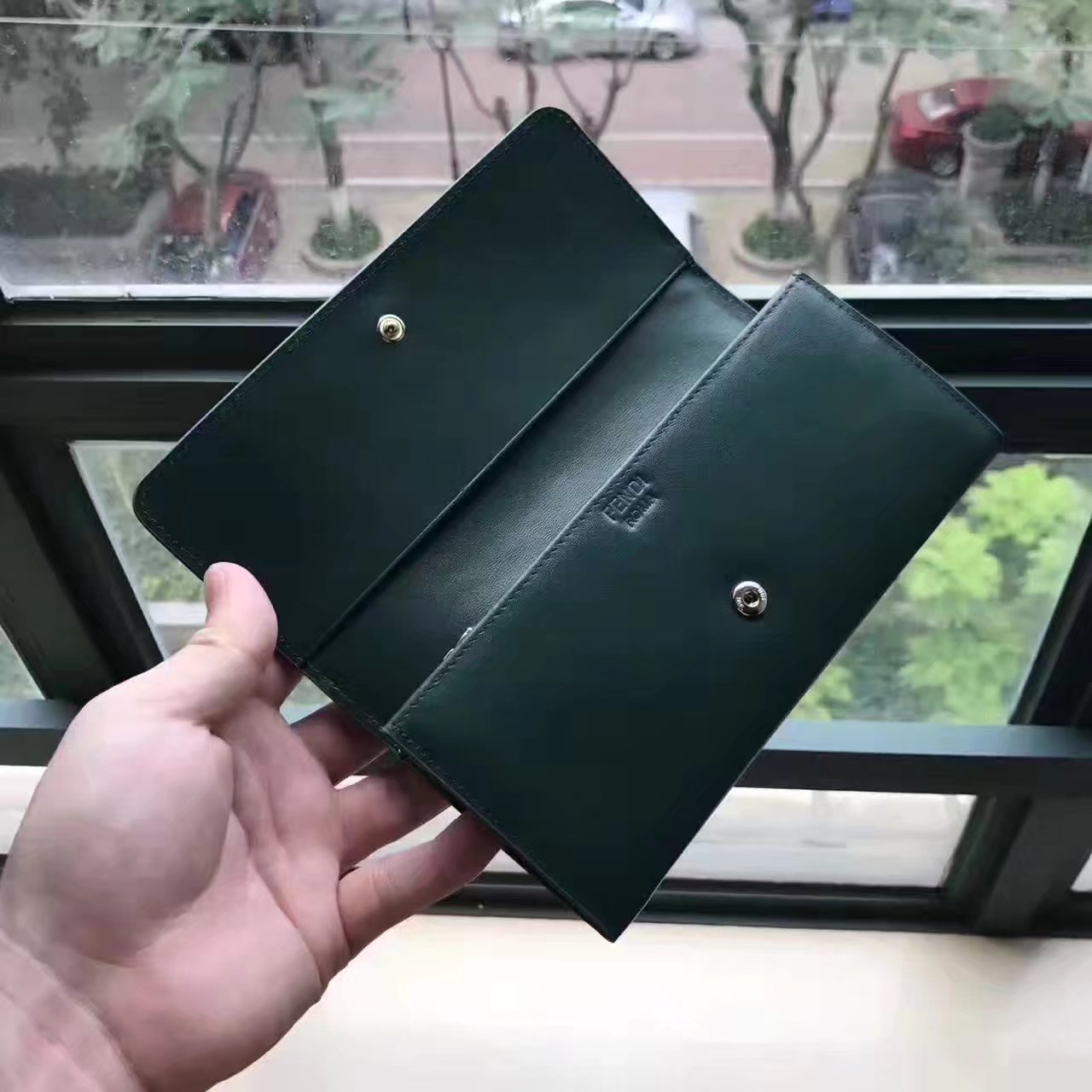 Fendi Continental Wallet in Green Leather