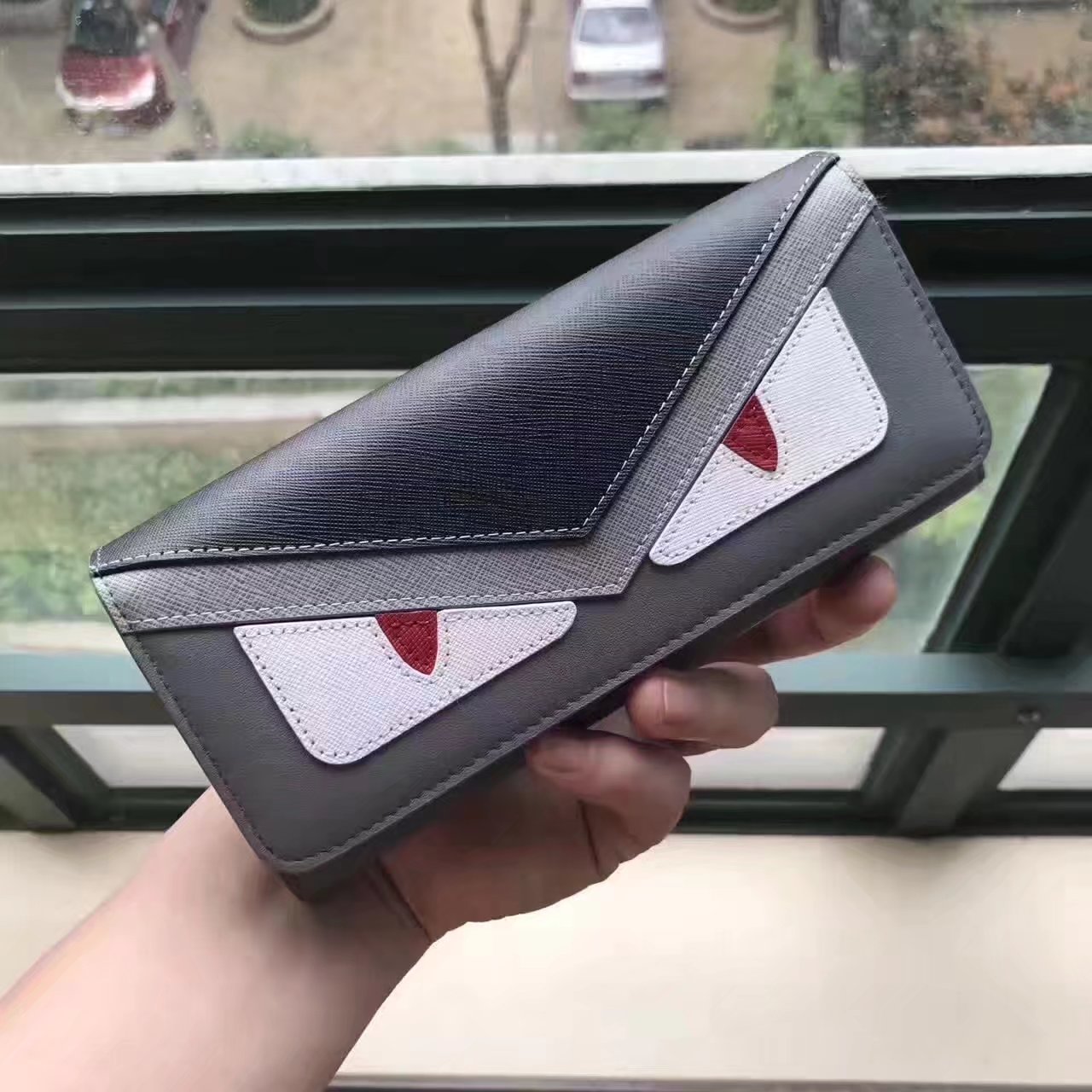 Fendi Continental Wallet in Grey Leather