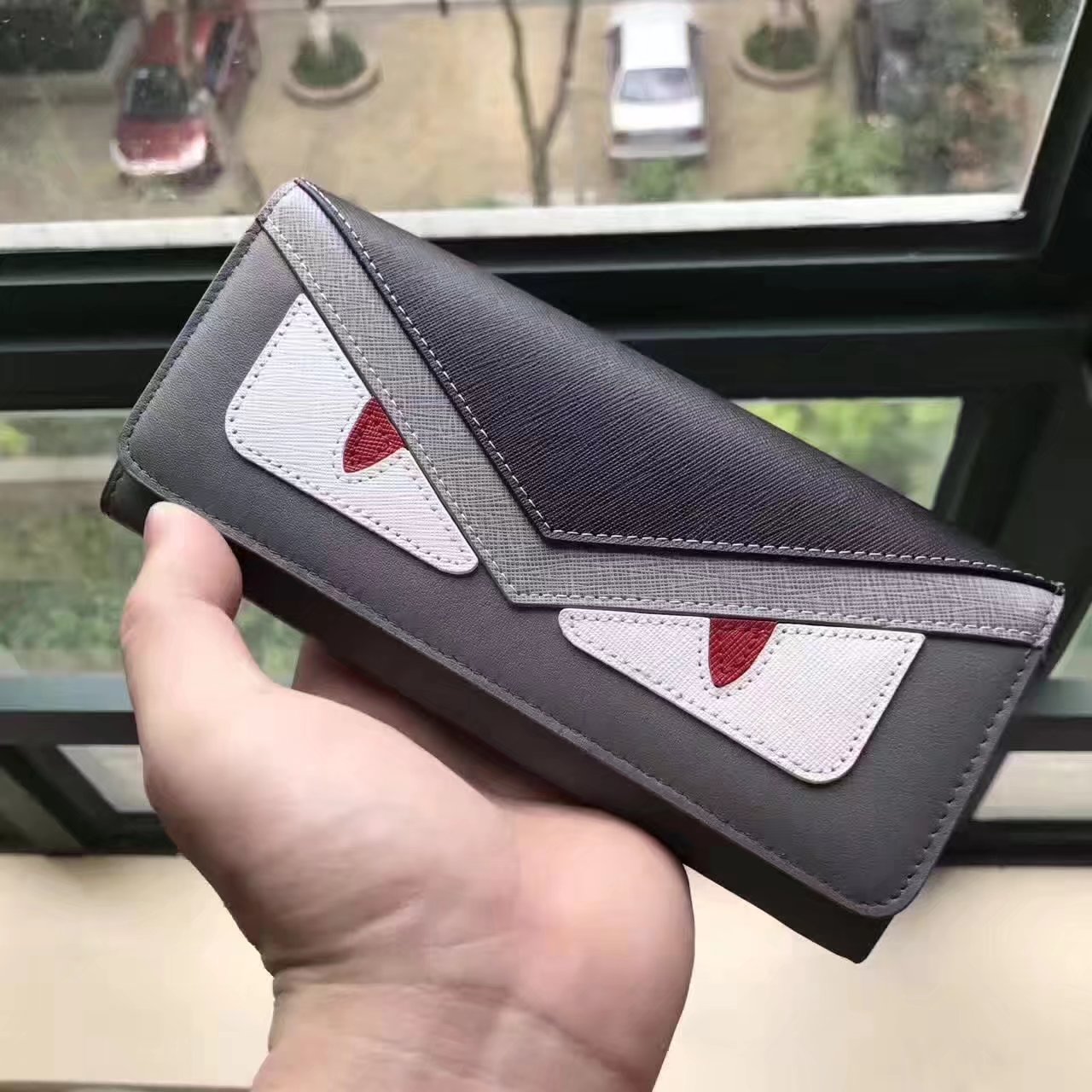 Fendi Continental Wallet in Grey Leather