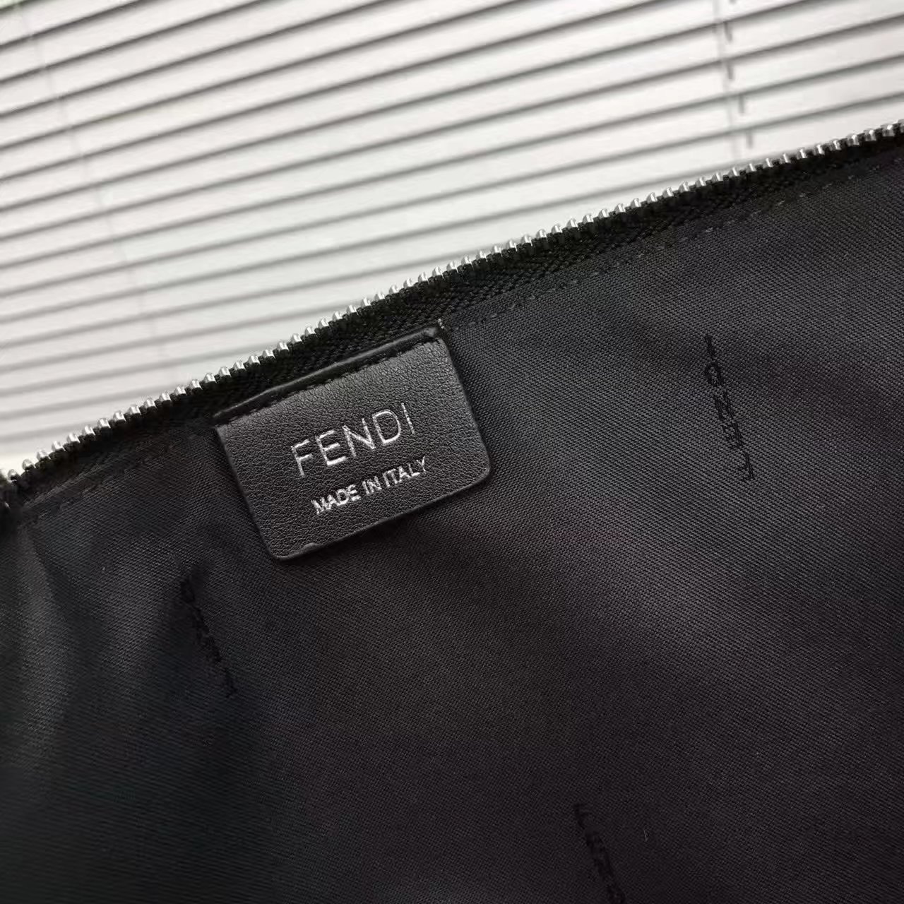 Fendi Flat Clutch in Black Leather with Multicolored Studs