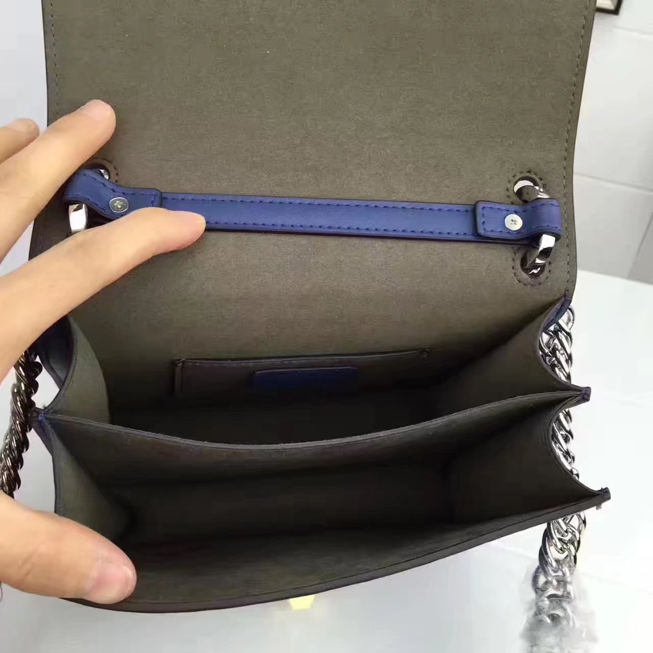 Fendi Small Kan I Blue Leather Mini Bag