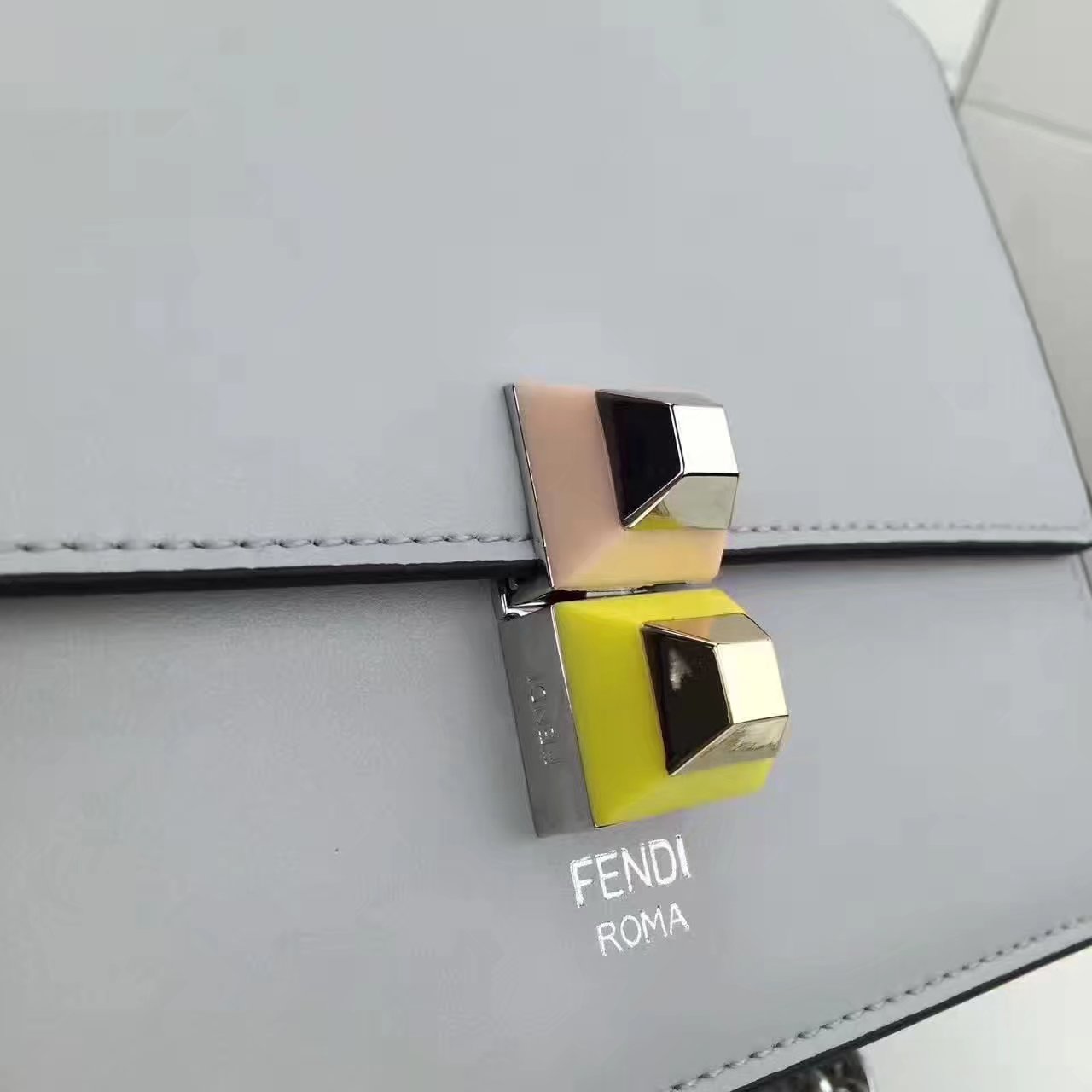 Fendi Small Kan I Grey Leather Mini Bag