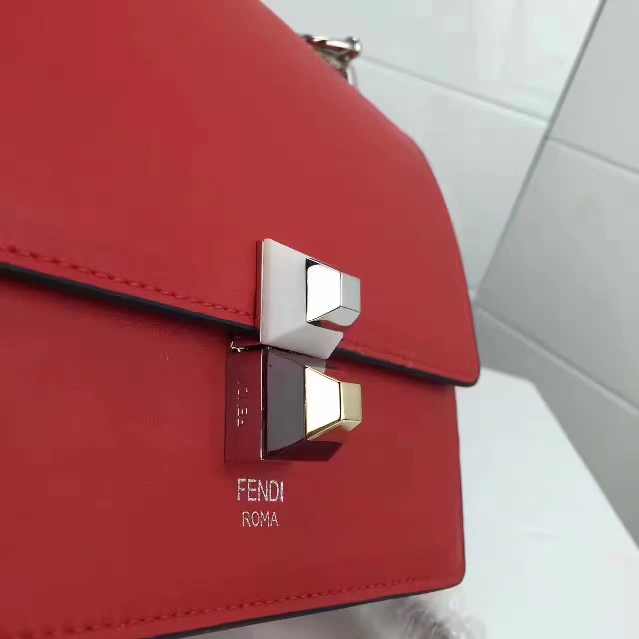 Fendi Small Kan I Red Leather Mini Bag