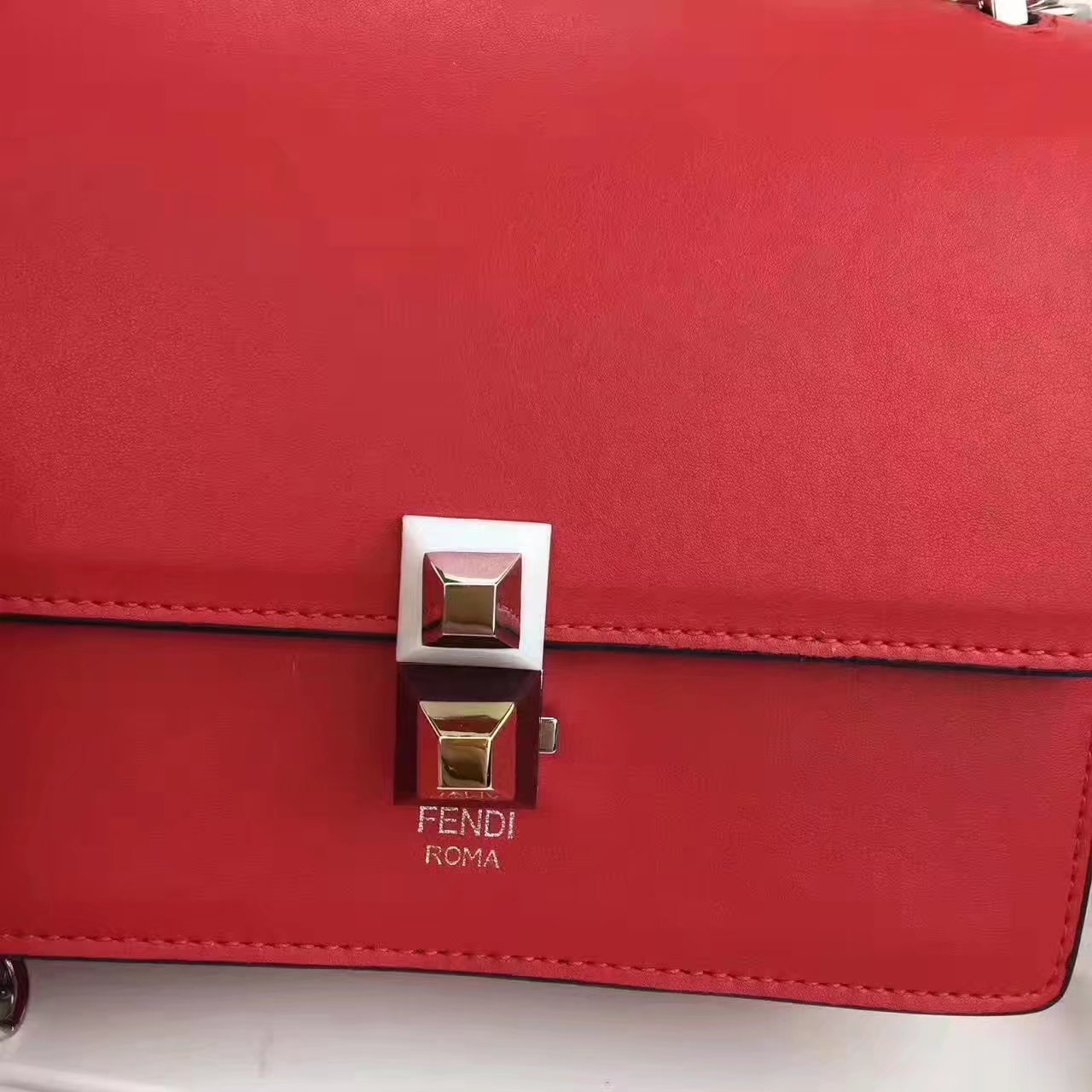 Fendi Small Kan I Red Leather Mini Bag