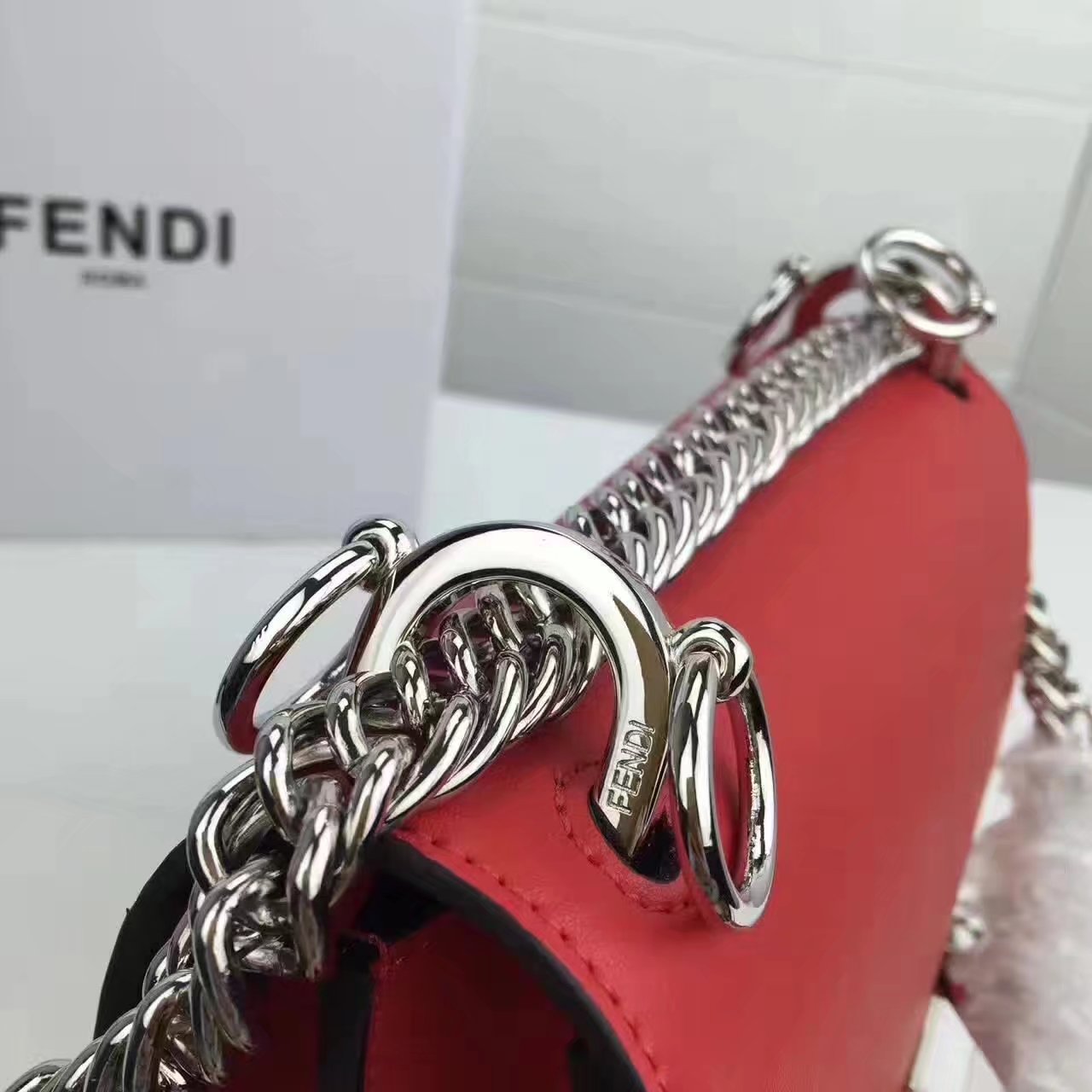 Fendi Small Kan I Red Leather Mini Bag