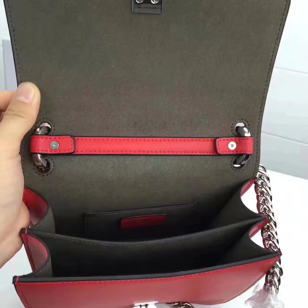 Fendi Small Kan I Red Leather Mini Bag