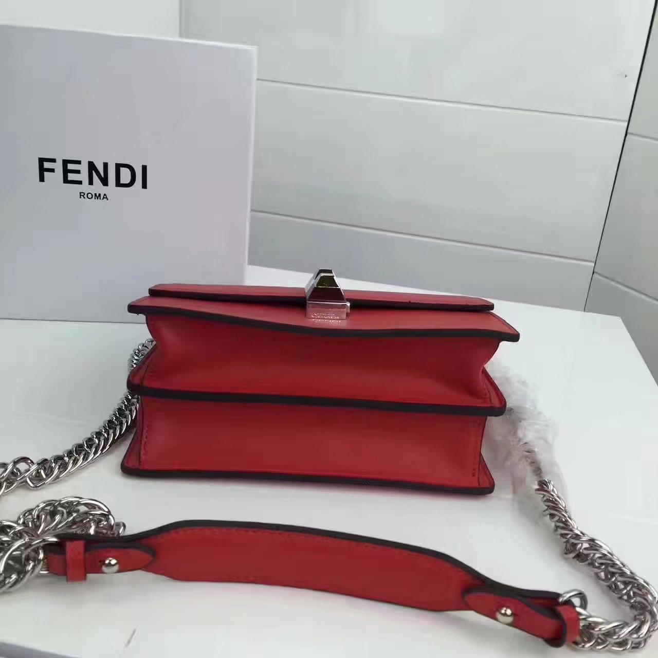 Fendi Small Kan I Red Leather Mini Bag