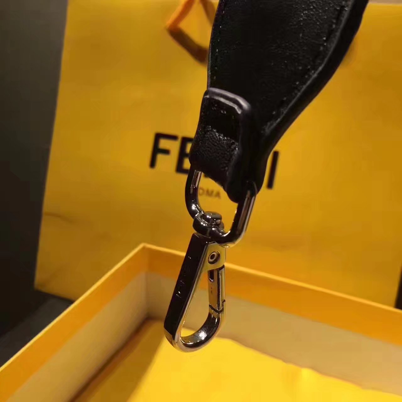 Fendi Strap You Interchangeable Black Leather Strap With Flowers