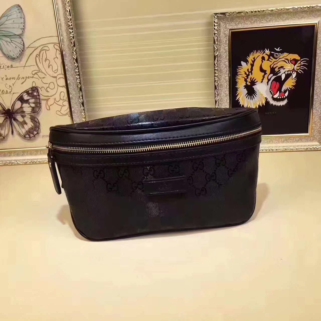 Gucci 233269 GG Supreme Waist Bag Black