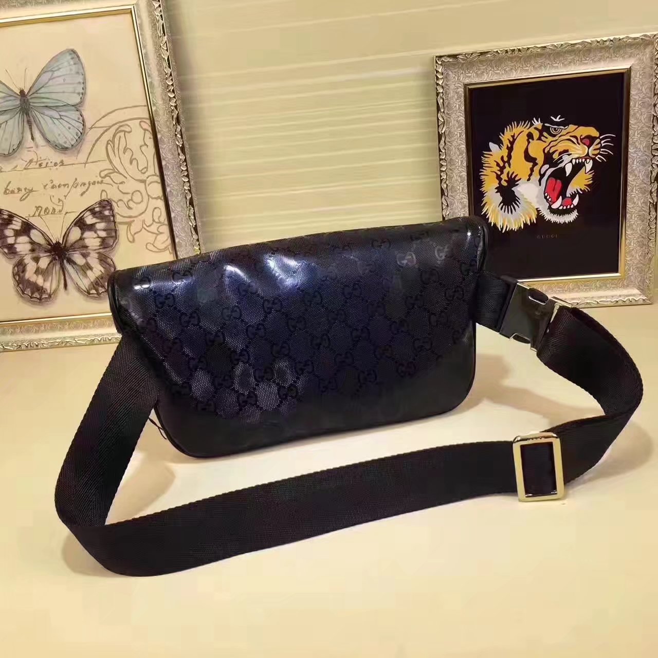 Gucci 233269 GG Supreme Waist Bag Black