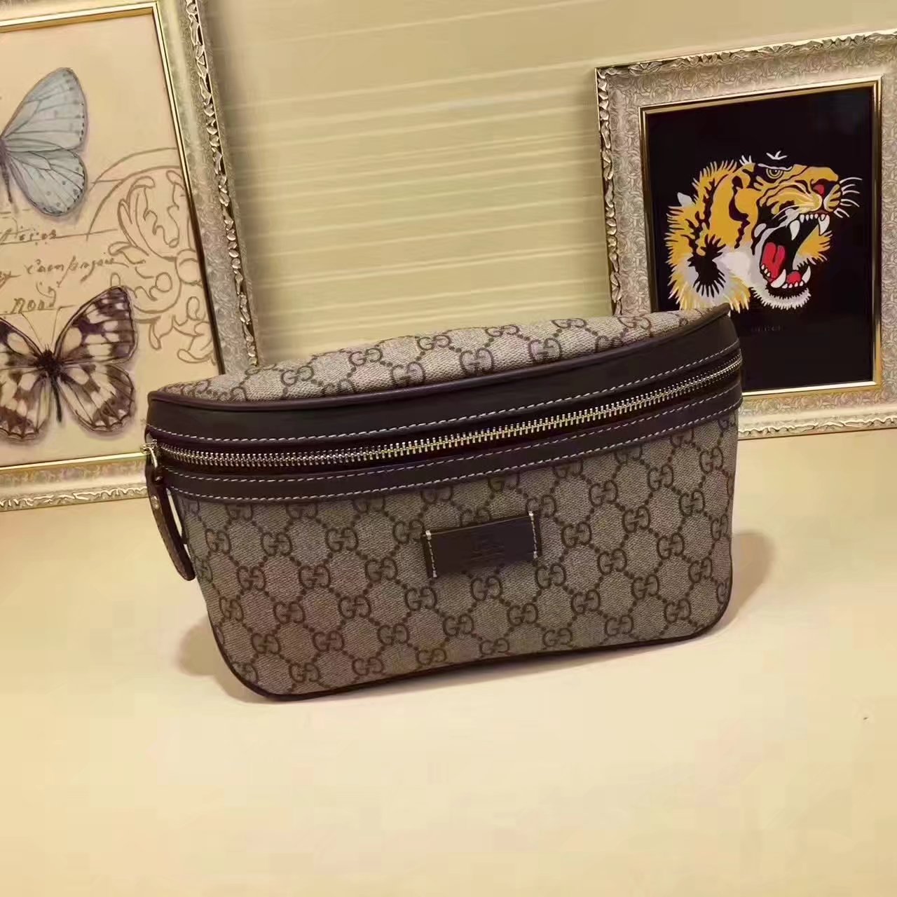 Gucci 233269 GG Supreme Waist Bag Coffee