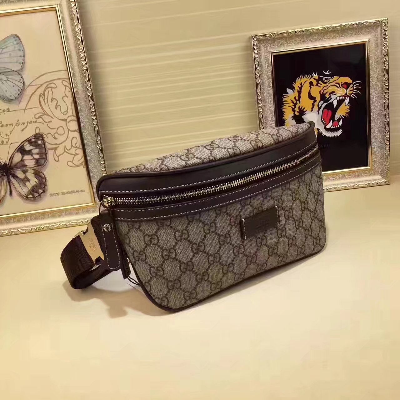 Gucci 233269 GG Supreme Waist Bag Coffee