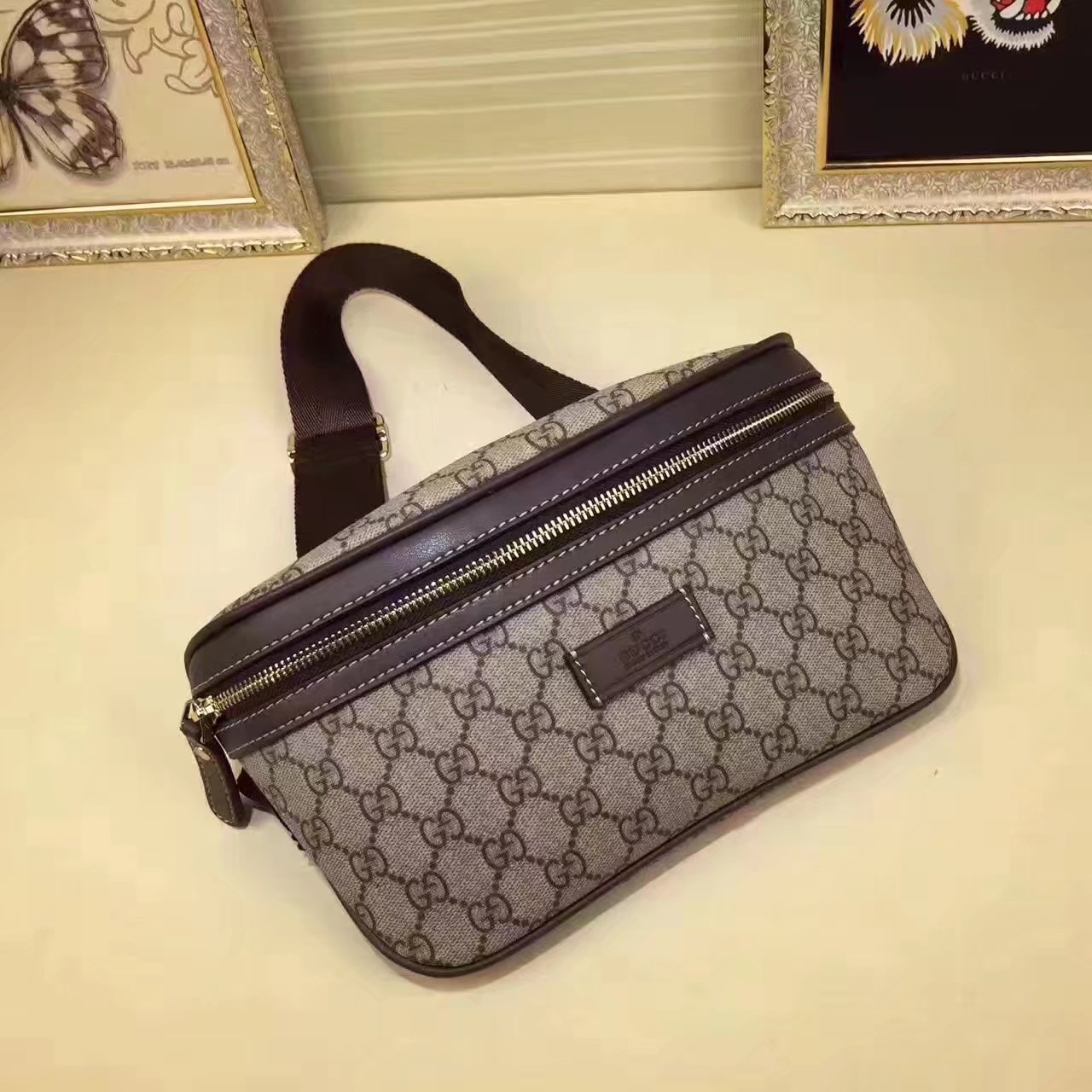 Gucci 233269 GG Supreme Waist Bag Coffee