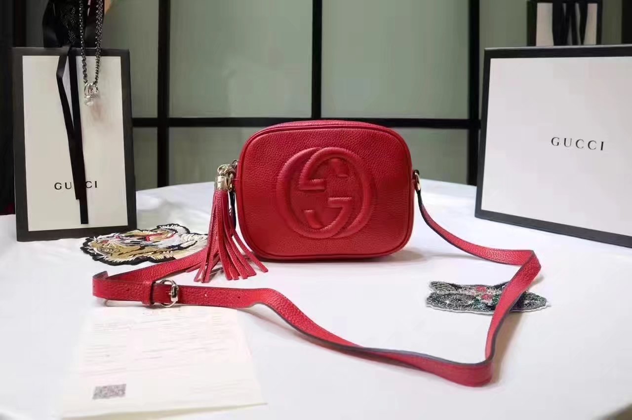 Gucci 308364 Soho Leather Disco Bag Red