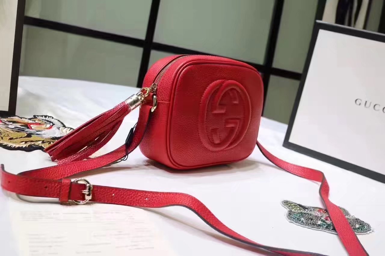 Gucci 308364 Soho Leather Disco Bag Red