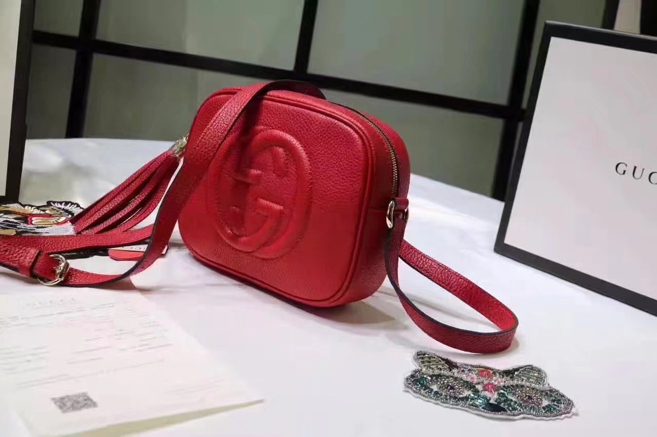 Gucci 308364 Soho Leather Disco Bag Red