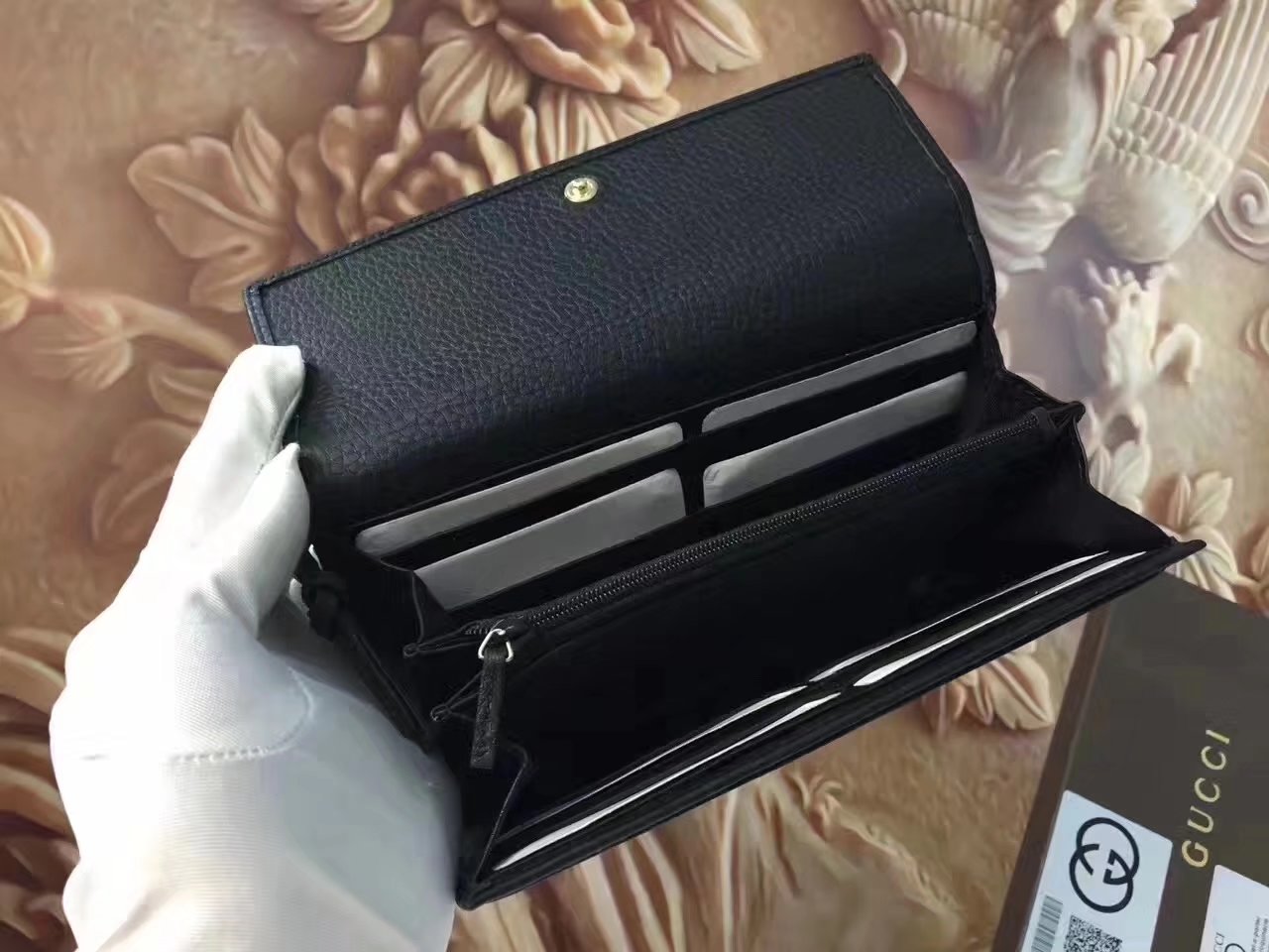 Gucci 323396 Women Flap Black Wallet