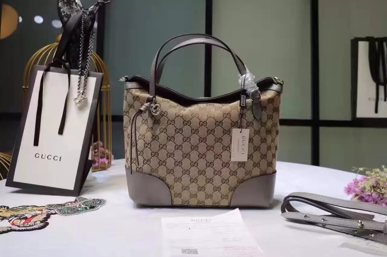 Gucci 353120 Bree Leather Top Handle Bag Grey