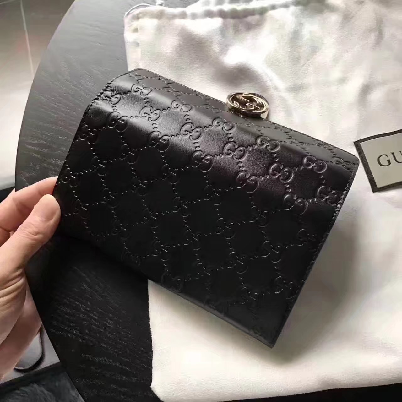 Gucci 369663 Lcon Gucci Signature Wallet Black