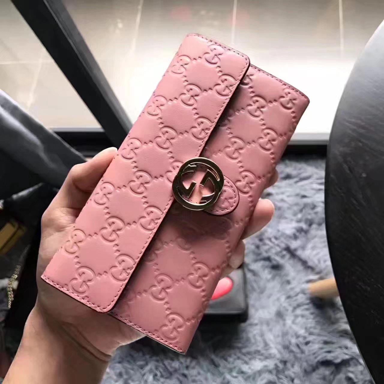 Gucci 369663 Lcon Gucci Signature Wallet Pink